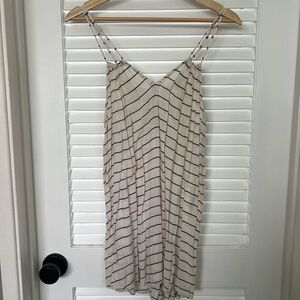 Acacia Swimwear Cream and Black Striped cover-up dress